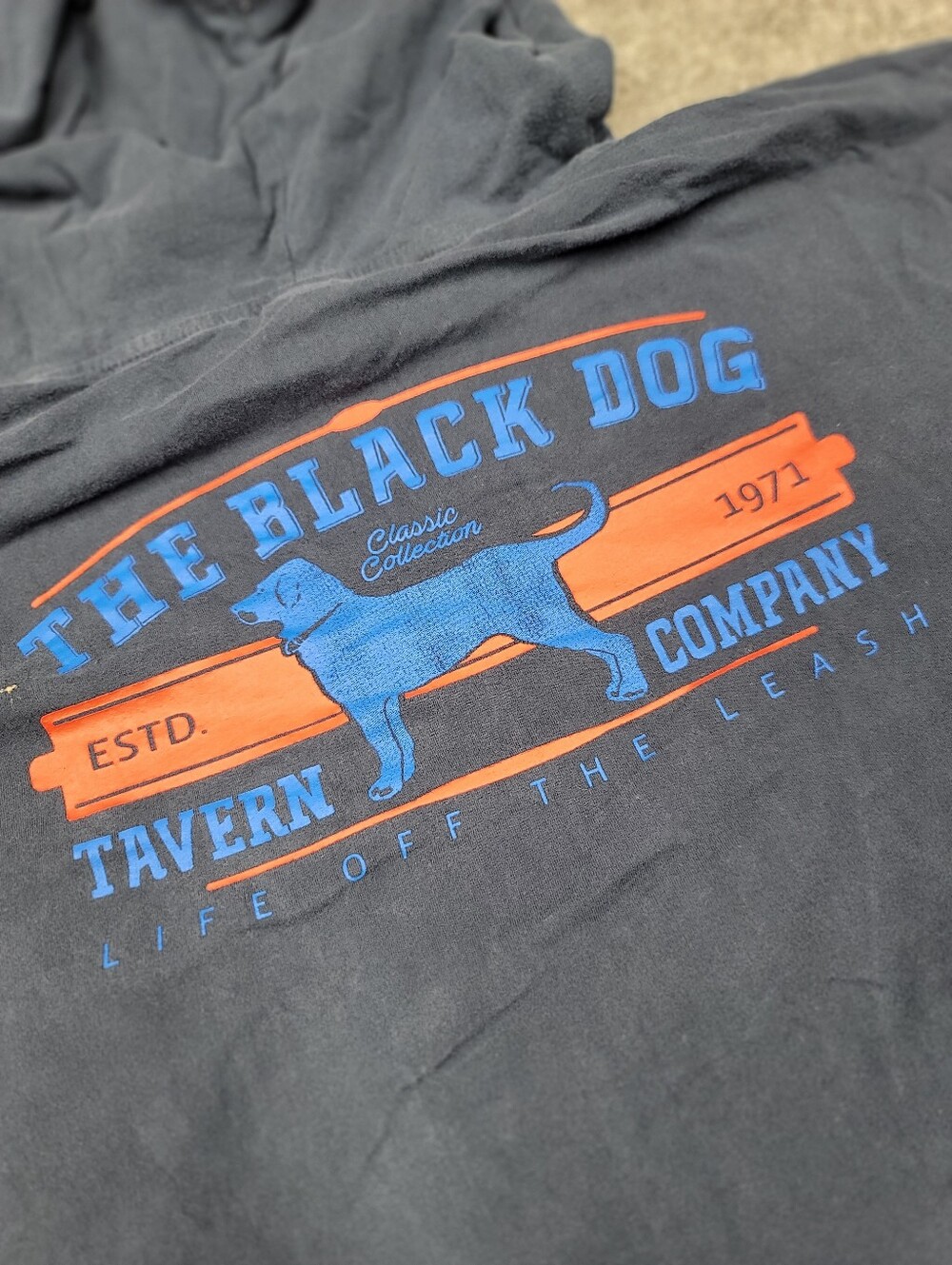 Mens Black Dog Tavern Company Light Weight Hoodie Blue Size XXL - Picture 9 of 10